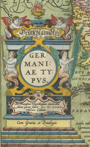 1608 cartela com balança integrada de Abraham Ortelius