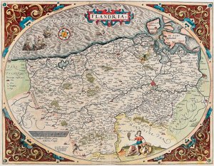 Flandria Mapa geográfico do território da Flandres a partir do "Theatrum Orbis Terrarum" de Abraham Ortelius (Oertel, Ortell ou Ortel) de Abraham Ortelius