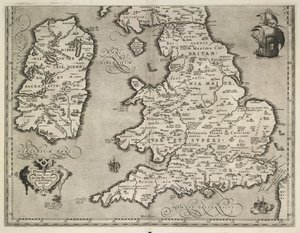 Mapa de Inglaterra, País de Gales e Irlanda, Theatrvm Orbis Terrarvm Por Abraham Ortelius de Abraham Ortelius