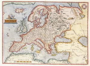 Mapa da Europa, 1587 de Abraham Ortelius