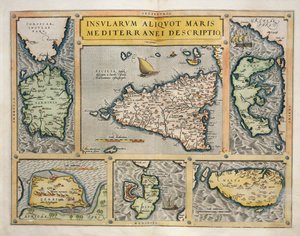 Mapa das Ilhas Mediterrânicas de Abraham Ortelius