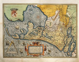 Mapa da Holanda, do Theatrum Orbis Terrarum, de Abraham Ortelius de Abraham Ortelius