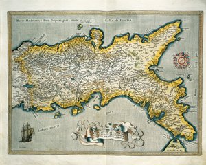 Mapa do Reino de Nápoles, Itália, do Theatrum Orbis Terrarum, de Abraham Ortelius de Abraham Ortelius
