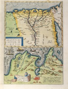 Mapa do Delta do Nilo e da antiga cidade de Cartago, do Theatrum Orbis Terrarum, de Abraham Ortelius de Abraham Ortelius