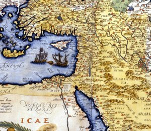 Palestina e Egito após o Atlas de Abraham Ortelius, Amsterdã de Abraham Ortelius