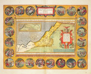 As peregrinações de Abraão, do &39;Theatrum Orbis Terrarum&39;, 1603 (gravura colorida) de Abraham Ortelius