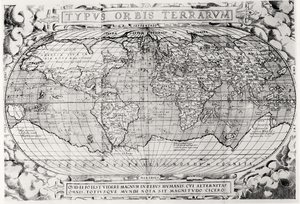 Tipo de mapa do mundo, 1577 mundo, de Abraham Ortelius