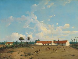 A fábrica de açúcar de Kemanglen perto de Tegal (ou Tagal), Java de Abraham Salm