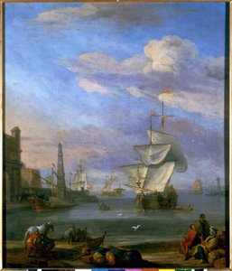 Um porto holandês, pintura de Abrahm Storck de Abraham Storck