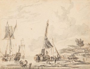 Navios holandeses numa costa longínqua