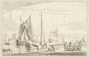 Riverbank com alguns navios de Abraham Storck