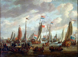 Tsar Peter I visitando a Inglaterra em janeiro de 1698, início do século XVIII de Abraham Storck