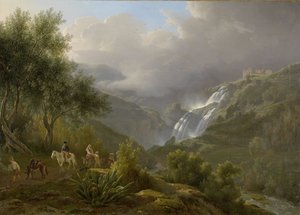 As Cascatas no Tivoli, com uma aproximação da tempestade, 1824