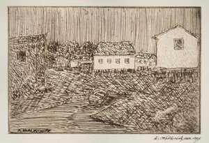 Cena de rua, prédio ou retrato, 1902-1905. de Abraham Walkowitz