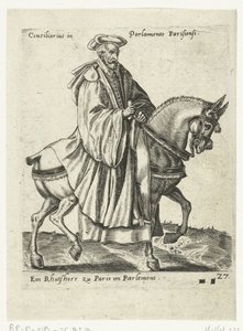 Conselheiro francês a cavalo de Abraham de Bruyn (attributed to)
