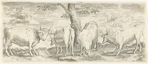 Vacas, um touro e um boi Animais (título da série) de Abraham de Bruyn (possibly)