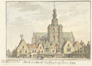 Igreja e mercado em Bergen op Zoom de Abraham de Haen (II)