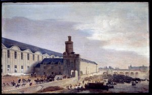 Vista da Porte Neuve e da Galerie du Louvre por volta de 1640 Entrée du Louvre nas margens do Sena. Pintura de Abraham de Verwer (1600-1650) 1640 Dim. 0,37 x 0,59 m Paris, Musee Carnavalet