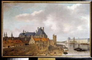 Vista do hotel de Nevers, da torre de Nesles e da Grande Galerie du chateau du Louvre vista da Pont Neuf Painting de Abraham de Verwer (1600-1650) 1637 Sun. 0,37 x 0,59 m Paris, Musee Carnavalet