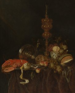 Natureza morta com lagosta e frutas, provavelmente no início da década de 1650.