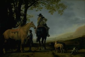 Dois cavaleiros em uma paisagem