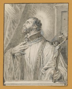 Busto de um santo com crucifixo na mão esquerda de Abraham van Diepenbeeck