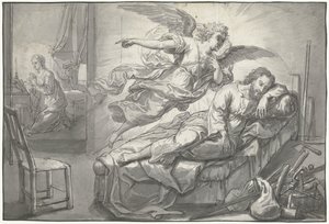 O anjo aparece a José num sonho de Abraham van Diepenbeeck