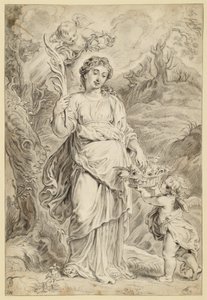 Santa Doroteia, segurando um ramo de palmeira na mão direita de Abraham van Diepenbeeck
