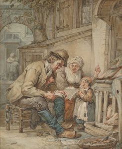 Pais ensinando uma música à filha, início do século XIX. de Abraham van Strij