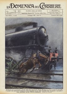Um trem está correndo em uma passagem de trem na linha férrea de Casale-Mortara