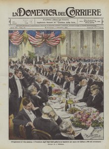 Atitudes da vida moderna, o Presidente dos Estados Unidos fala em um banquete por meio de