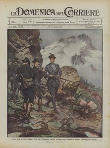 Caças reais em Val d&39;Aosta, o rei alemão e Kronprinz matam cabras da montanha perto de Valsavaranche (Aosta)