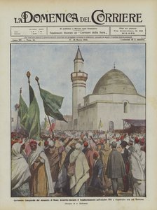 Cerimônia inaugural do minarete de Homs demolido durante o bombardeio em outubro de 1911