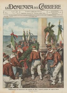 Comemoração do cinquentenário da expedição dos Mil, os sobreviventes de Garibaldi à rocha de Quarto