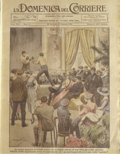Ilustração da capa da festa de Nova Iorque para os jovens a serem redimidos de Achille Beltrame