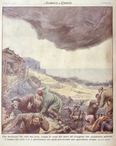Ilustração da capa de meteorito caindo sobre o Japão de Achille Beltrame