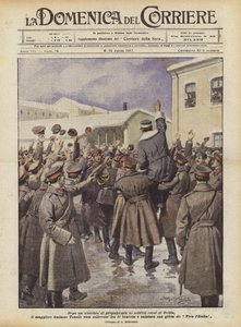 Depois de um discurso de propaganda para os soldados russos de Ochta, o major italiano Tonelli vem