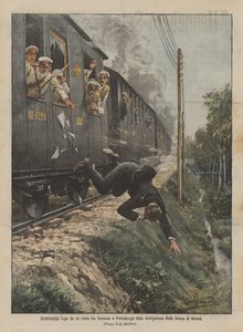 Escapada dramática de um trem entre Varsóvia e Petersburgo da margem de Moscou