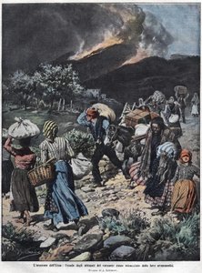 Erupção do Etna em 1910. Ilustração de Achilles Beltrame. de Achille Beltrame