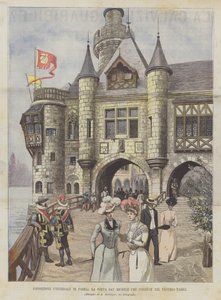 Exposição Universal de Paris, a Porta San Michele, que leva à velha Paris