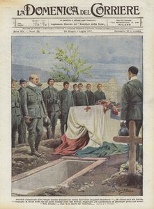 Gabriele dAnnunzio diz o elogio fúnebre diante do cadáver do grande heroico Randaccio
