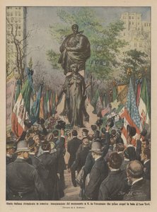 Glória italiana alegou na América, inauguração do monumento a G de Verrazzano que primeiro