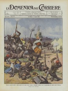 Guerra moderna, árabes-turcos que disparam contra as aeronaves italianas que os bombardeiam