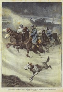 Os novos aspectos da guerra, até mesmo os cães exploradores e os cavalos são protegidos contra os gases asfixiantes