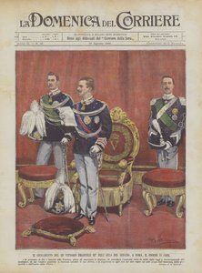O juramento do rei Vittorio Emanuele III ° No Senado, em Roma, o 11º dia Corr