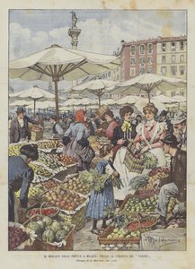 O mercado de frutas em Milão, em La Colonna Del Verzee