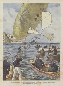 O balão do dirigível de Santos Dumont correu no mar em frente ao cassino de Montecarlo