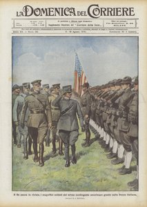 O rei revê os magníficos soldados do primeiro contingente americano na frente italiana de Achille Beltrame