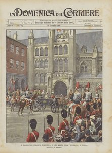 A viagem dos soberanos na Inglaterra, a chegada deles na Guildhall de Londres