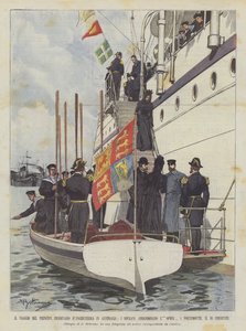 A jornada do príncipe herdeiro da Inglaterra para a Austrália, os soberanos abandonam LOPHIR de Achille Beltrame